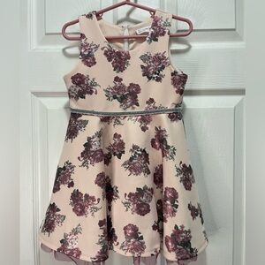 KnitWorks Toddler Dress Pink with Floral 3T